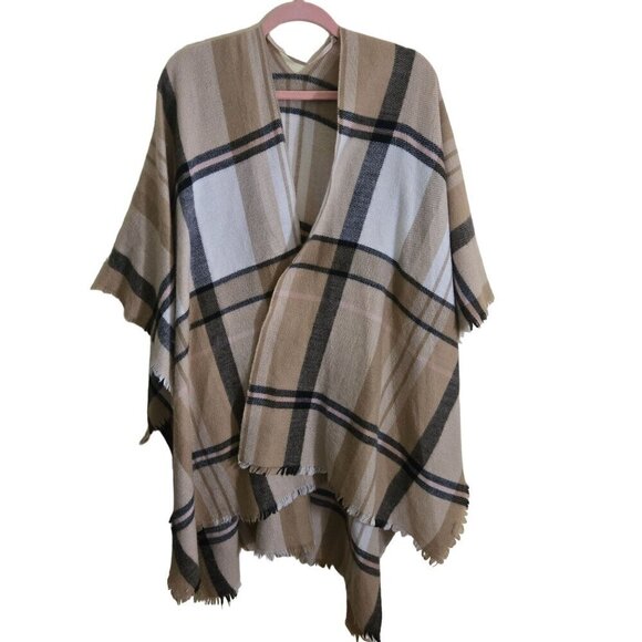 Super Soft Lightweight Plaid Fringe Blanket Wrap One Size - Picture 1 of 5